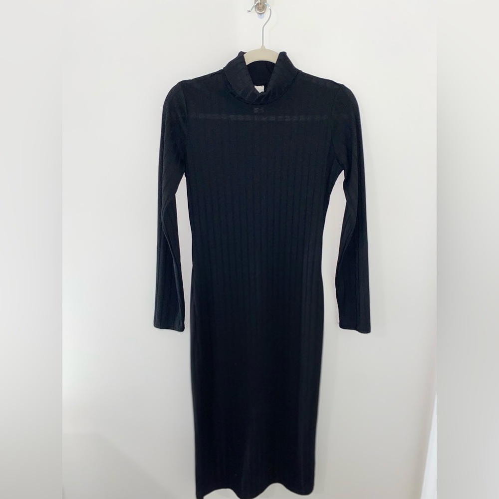 H&M Ribbed Turtleneck Midi Dress, Size Small